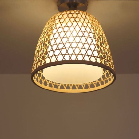Lampada da soffitto rotonda semi-incasso in bambù