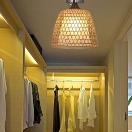 Lampada da soffitto rotonda semi-incasso in bambù