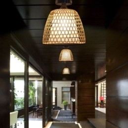 Lampada da soffitto rotonda semi-incasso in bambù