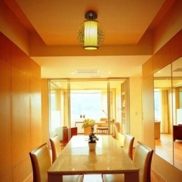 Lampada da soffitto rotonda in bambù a semi-incasso, 22×22×27 cm