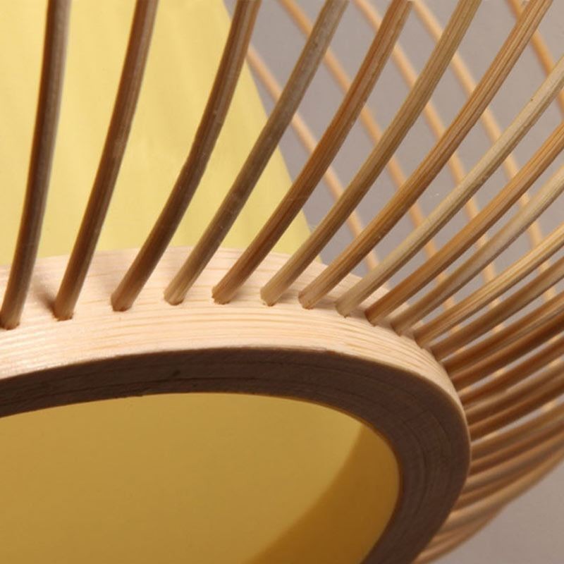 Lampada da soffitto rotonda in bambù a semi-incasso, 22×22×27 cm