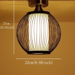 Lampada da soffitto rotonda in bambù a semi-incasso, 22×22×27 cm