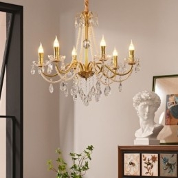 Lampadario in cristallo americano stile country in ferro battuto