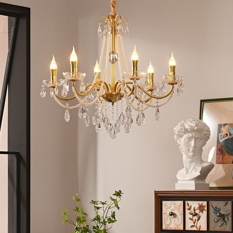 Lampadario in cristallo americano stile country in ferro battuto