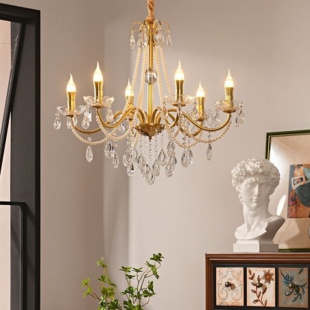 Lampadario in cristallo americano stile country in ferro battuto