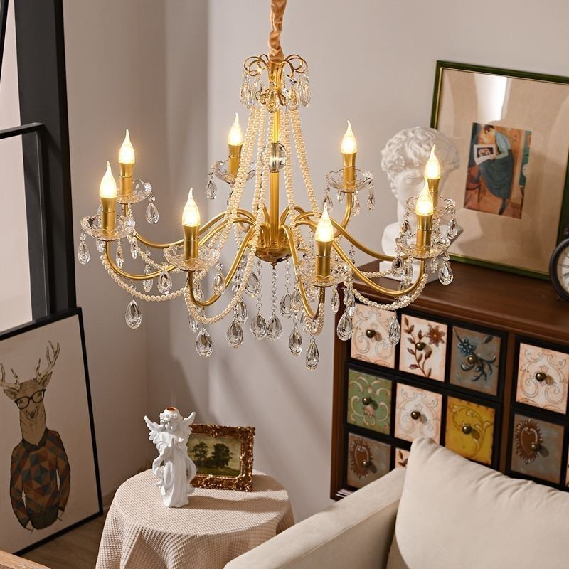 Lampadario in cristallo americano stile country in ferro battuto