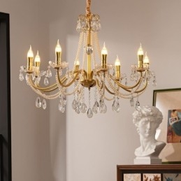 Lampadario in cristallo americano stile country in ferro battuto