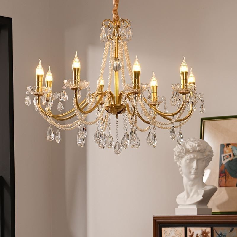 Lampadario in cristallo americano stile country in ferro battuto