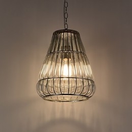 Lampadario a sospensione moderno in vetro trasparente cromato