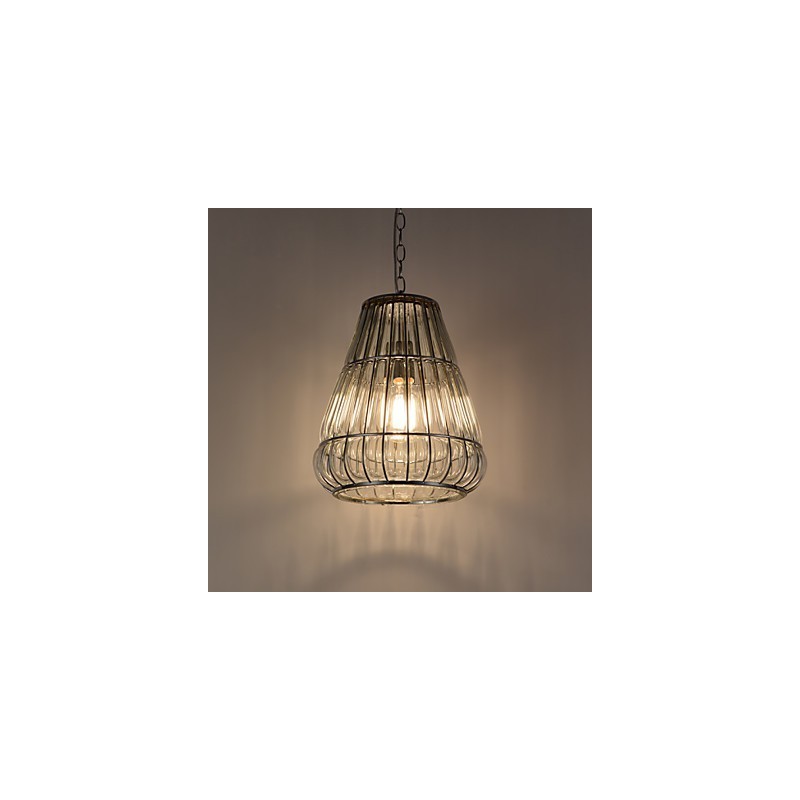 Lampadario a sospensione moderno in vetro trasparente cromato