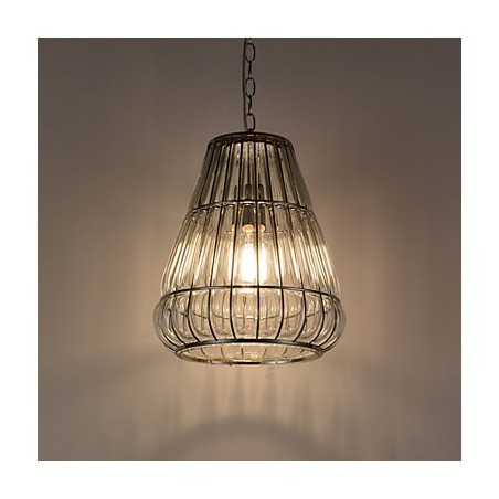 Lampadario a sospensione moderno in vetro trasparente cromato