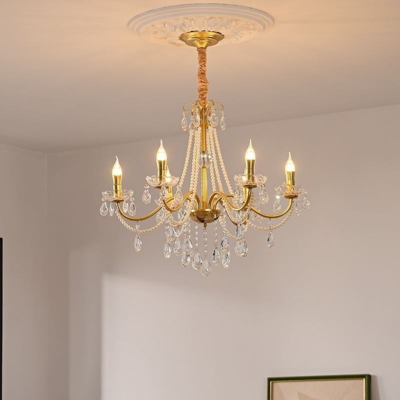 Lampadario in cristallo americano stile country in ferro battuto