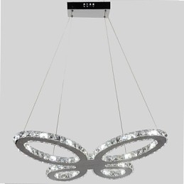 Lampadario moderno contemporaneo cromato in metallo e cristallo trasparente