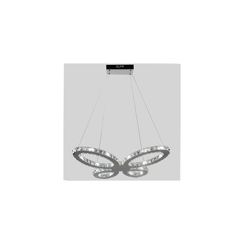 Lampadario moderno contemporaneo cromato in metallo e cristallo trasparente