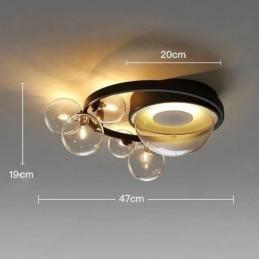 Plafoniera a filo moderna in vetro 5+1 G4+LED 27 W L47 x A19 cm