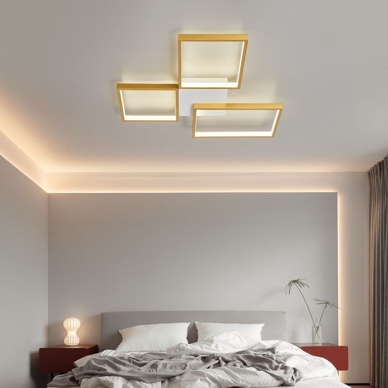Plafoniera LED quadrata a filo 3 luci dimmerabile con telecomando 60 W