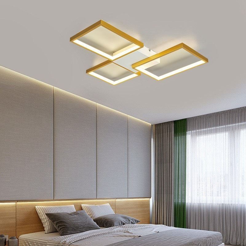 Plafoniera LED quadrata a filo 3 luci dimmerabile con telecomando 60 W