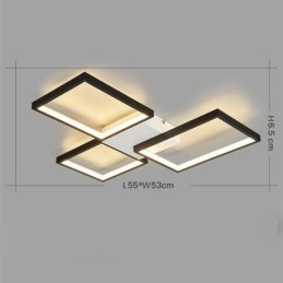 Plafoniera LED quadrata a filo 3 luci dimmerabile con telecomando 60 W