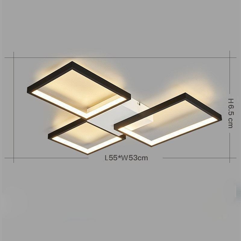Plafoniera LED quadrata a filo 3 luci dimmerabile con telecomando 60 W
