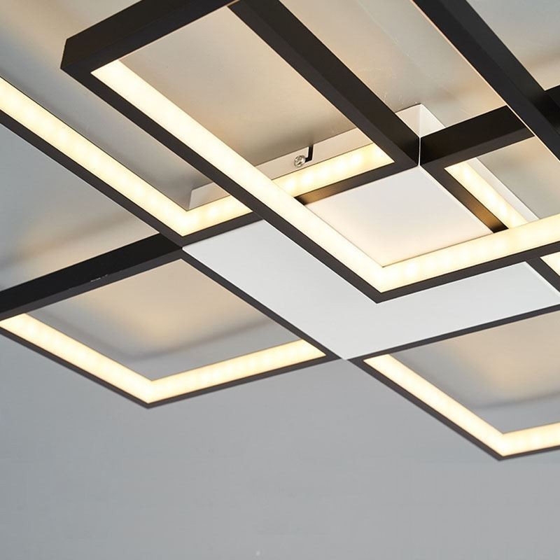 Plafoniera LED quadrata minimalista a 5 luci con regolazione continua e telecomando 92 W