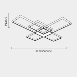 Plafoniera LED quadrata minimalista a 5 luci con regolazione continua e telecomando 92 W
