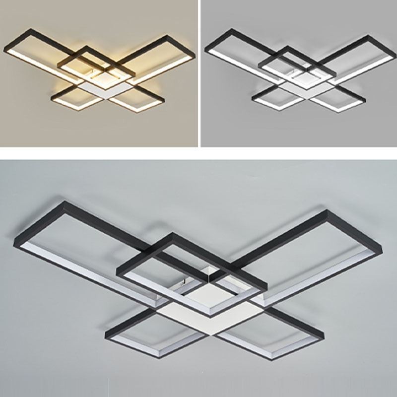 Plafoniera LED quadrata minimalista a 5 luci con regolazione continua e telecomando 92 W
