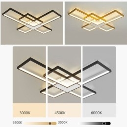 Plafoniera LED quadrata minimalista a 5 luci con regolazione continua e telecomando 92 W