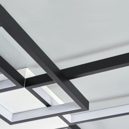 Plafoniera LED quadrata minimalista a 5 luci con regolazione continua e telecomando 92 W
