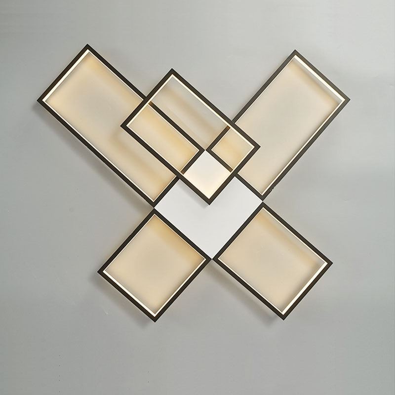 Plafoniera LED quadrata minimalista a 5 luci con regolazione continua e telecomando 92 W