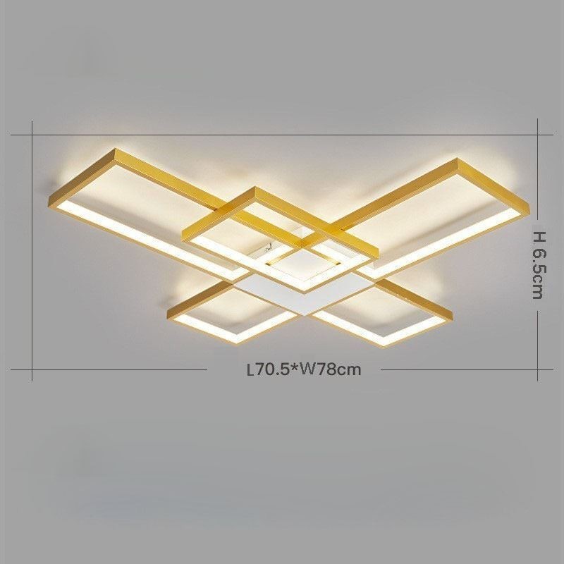 Plafoniera LED quadrata minimalista a 5 luci con regolazione continua e telecomando 92 W