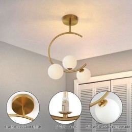 Plafoniera moderna semplice a 3 luci in vetro bianco latte G9 5W