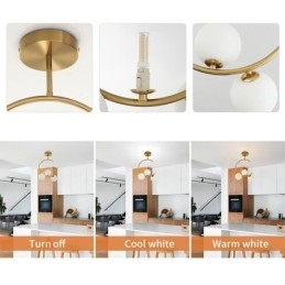 Plafoniera moderna semplice a 3 luci in vetro bianco latte G9 5W