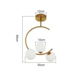Plafoniera moderna semplice a 3 luci in vetro bianco latte G9 5W