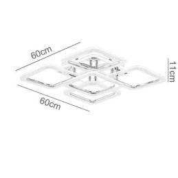 Plafoniera quadrata LED in acrilico cromato da montaggio a filo, 5 luci