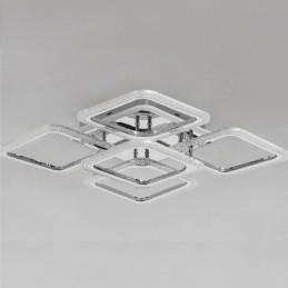 Plafoniera quadrata LED in acrilico cromato da montaggio a filo, 5 luci