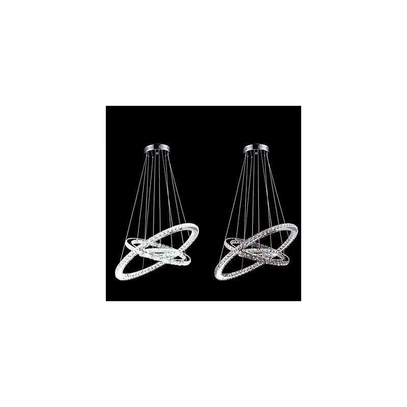 Lampadario a cristallo 3 livelli, LED integrato, argento elettroplaccato, catena regolabile, 40 cm