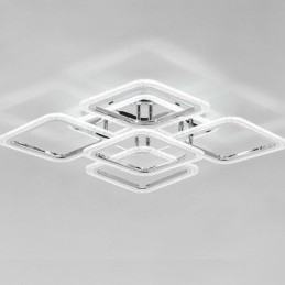 Plafoniera quadrata LED in acrilico cromato da montaggio a filo, 5 luci