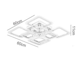 Plafoniera quadrata a filo in acrilico cromato 8 luci