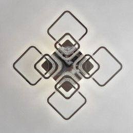 Plafoniera quadrata a filo in acrilico cromato 8 luci