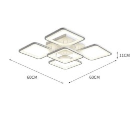 Plafoniera quadrata a filo in acrilico bianco 5/8 luci 60×60×11 cm
