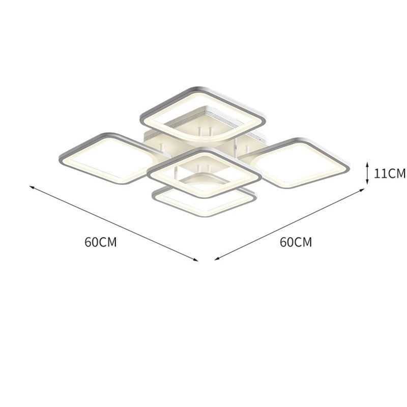 Plafoniera quadrata a filo in acrilico bianco 5/8 luci 60×60×11 cm