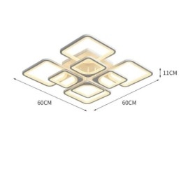Plafoniera quadrata a filo in acrilico bianco 5/8 luci 60×60×11 cm