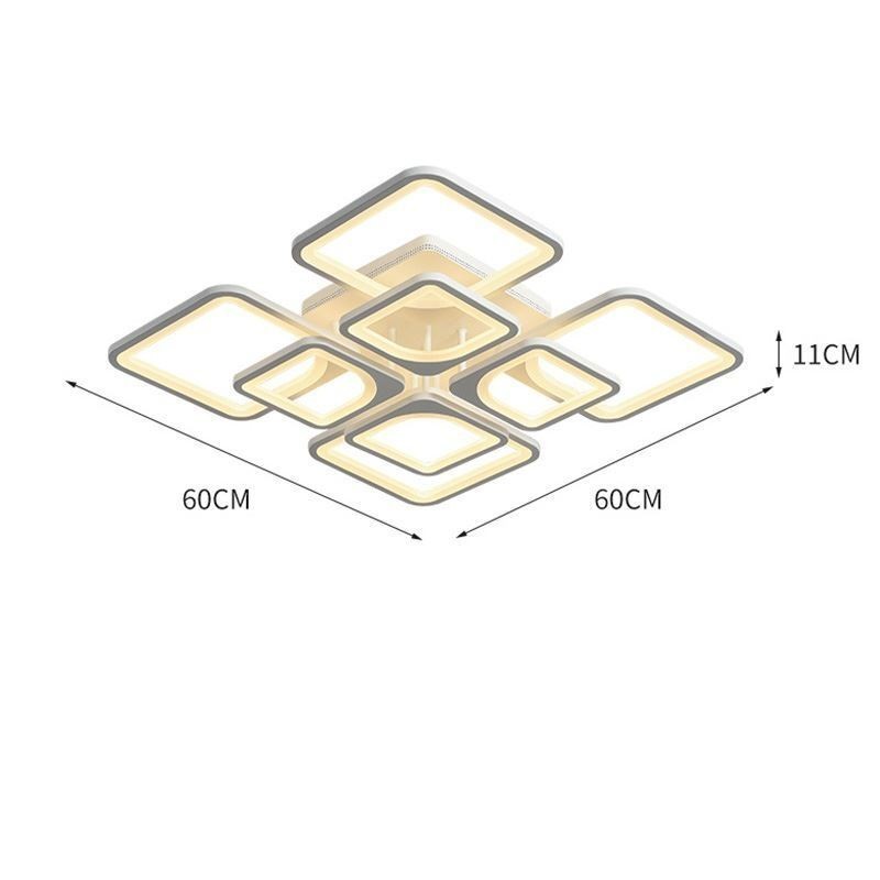 Plafoniera quadrata a filo in acrilico bianco 5/8 luci 60×60×11 cm