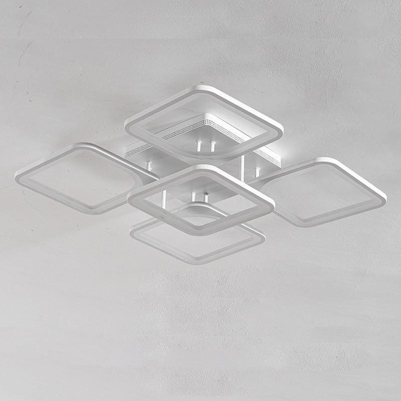 Plafoniera quadrata a filo in acrilico bianco 5/8 luci 60×60×11 cm