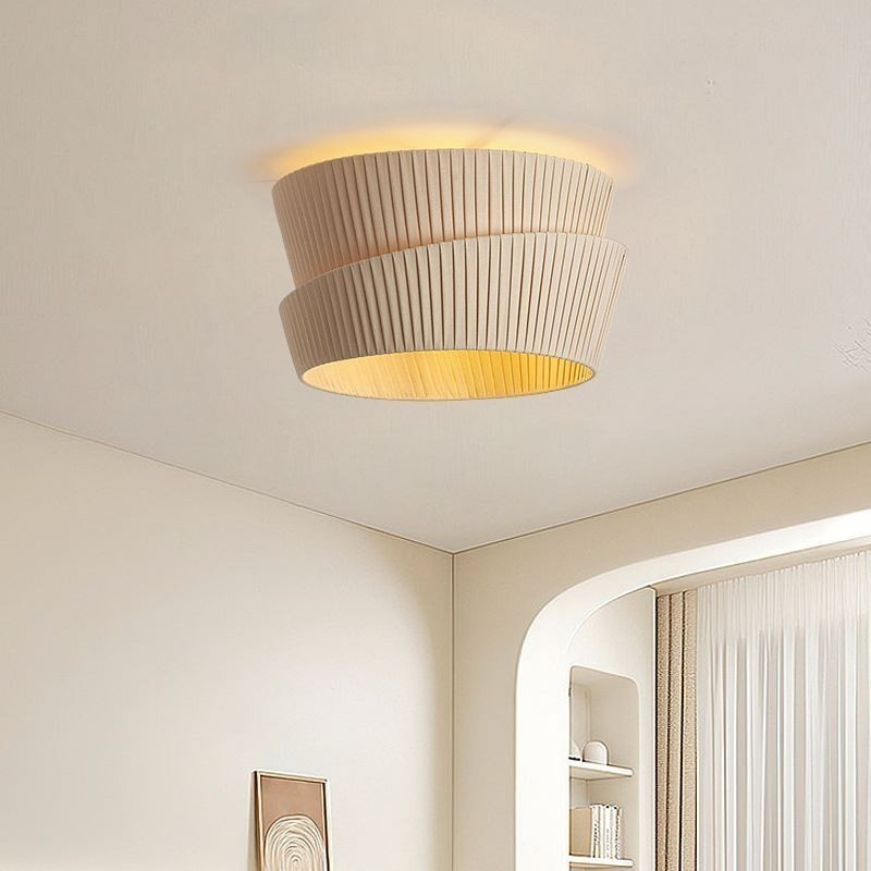 Plafoniera a filo in tessuto a doppio strato stile crema francese Wabi-Sabi 45x45x28 cm