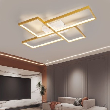 Plafoniera LED da soffitto a filo quadrata geometrica 4 luci 85W 60×78×6 cm