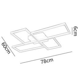 Plafoniera LED da soffitto a filo quadrata geometrica 4 luci 85W 60×78×6 cm