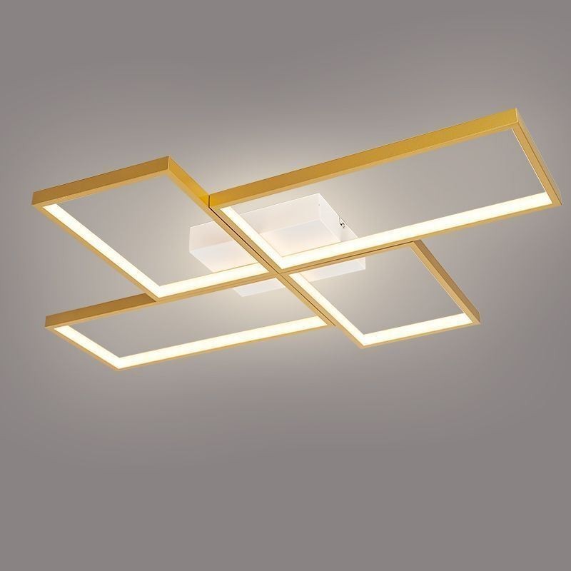 Plafoniera LED da soffitto a filo quadrata geometrica 4 luci 85W 60×78×6 cm
