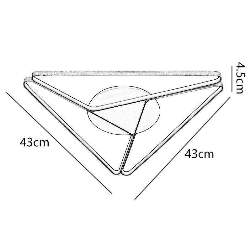 Plafoniera LED triangolare a filo 50 W 3 luci 43 x 43 x 4,5 cm