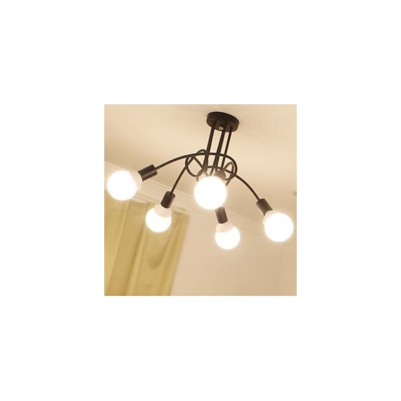 Lampadario contemporaneo compatto in metallo rosso, nero e bianco, 10 lampadine